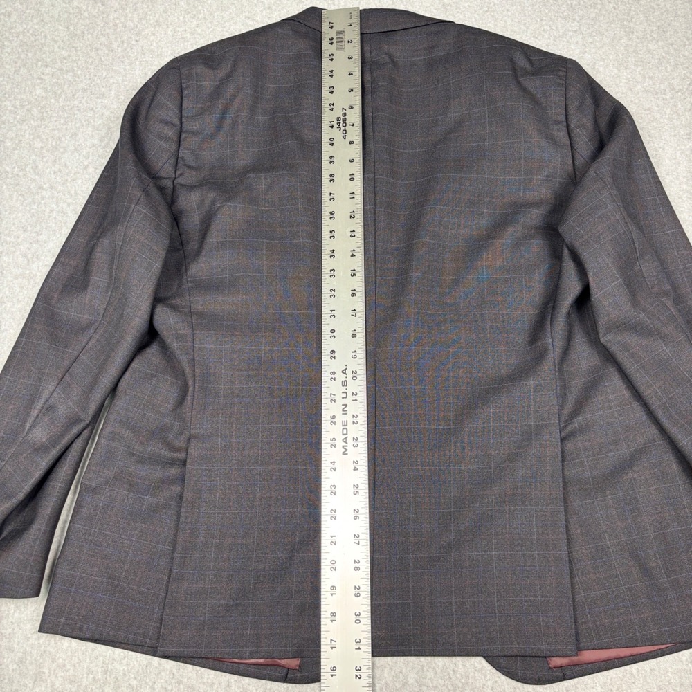Paul Betenly Blazer 52R Windowpane Plaid Charcoal Wool Lanificio Filarte - Picture 10 of 15